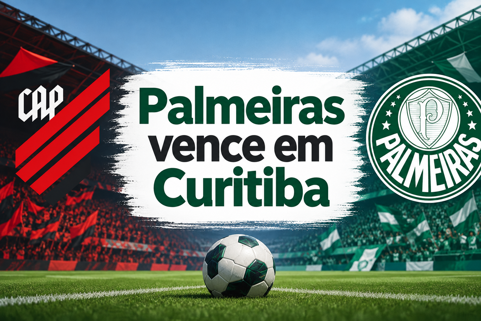 Imagem de destaque da notícia sobre Vitória do Palmeiras por 2 a 0 sobre o Athletico-PR fora de casa, com destaque para o gol de Piquerez e o contexto da disputa pelas primeiras posições do Brasileirão..
