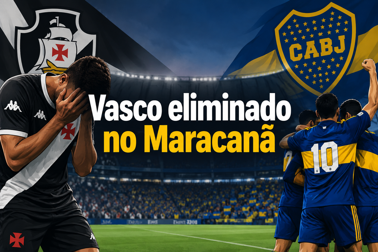 Ilustração editorial sobre vasco da gama x boca juniors.