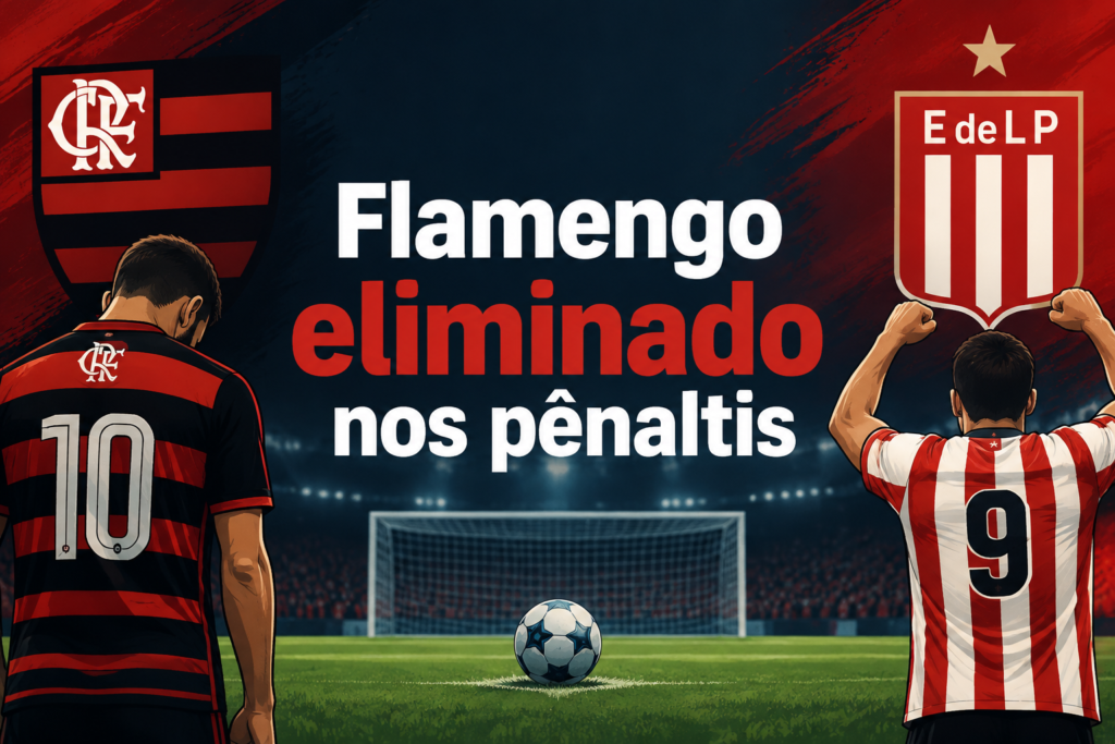 Ilustração editorial sobre flamengo x estudiantes.