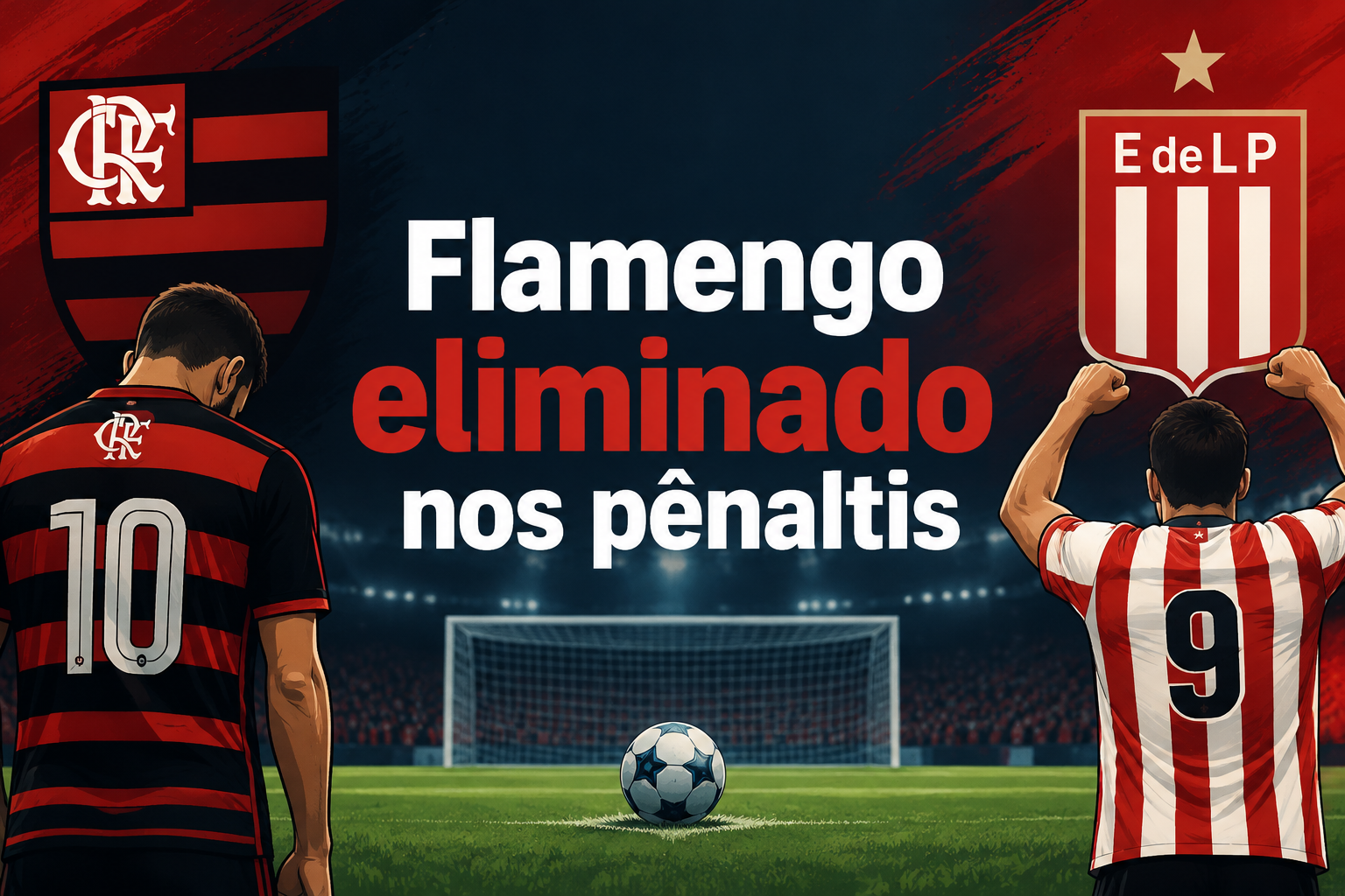Ilustração editorial sobre flamengo x estudiantes.