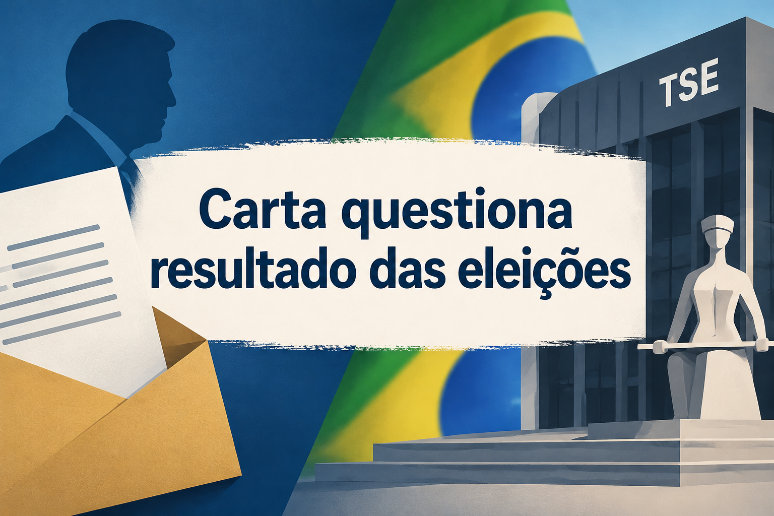 Ilustração editorial sobre carta flavio bolsonaro.