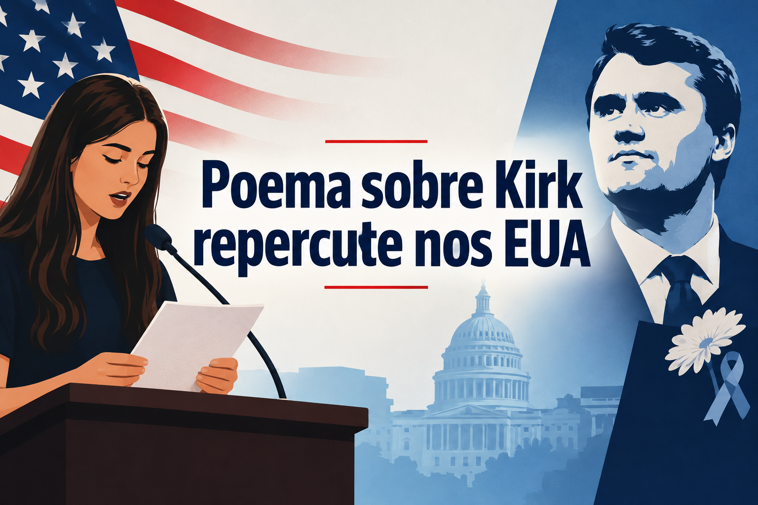 Ilustração editorial sobre charlie kirk.