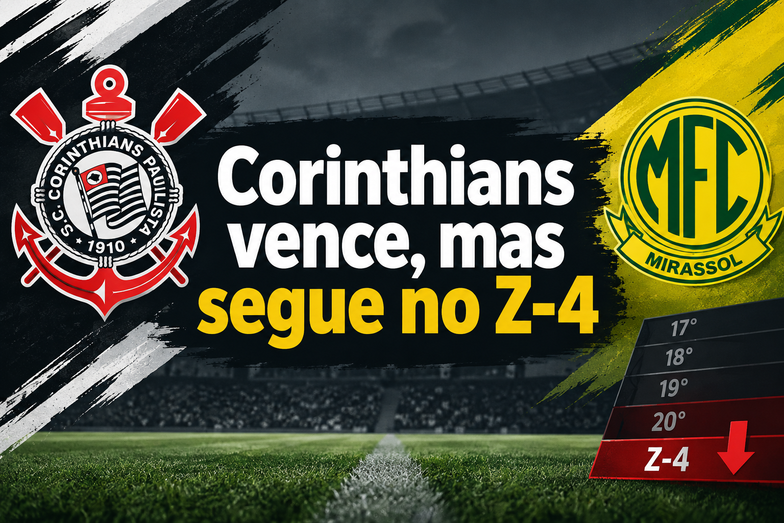 Ilustração editorial sobre classificações de corinthians x mirassol.